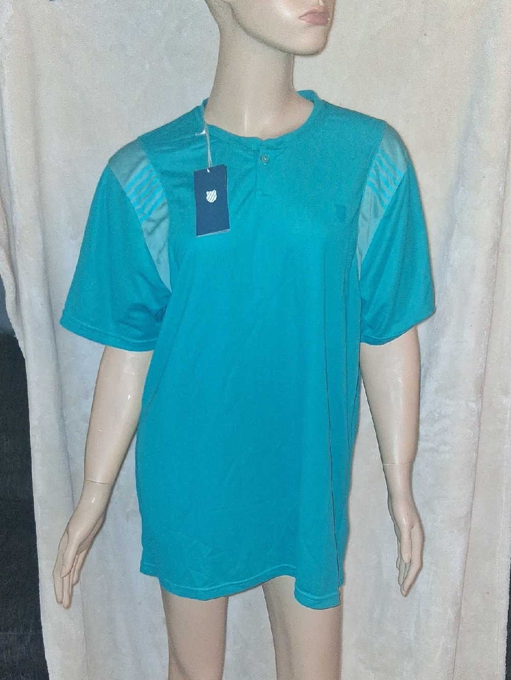 K-Swiss Teal Short-Sleeve Henley Athletic Shirt